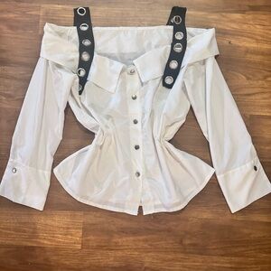 Boston Proper on/off shoulder button up